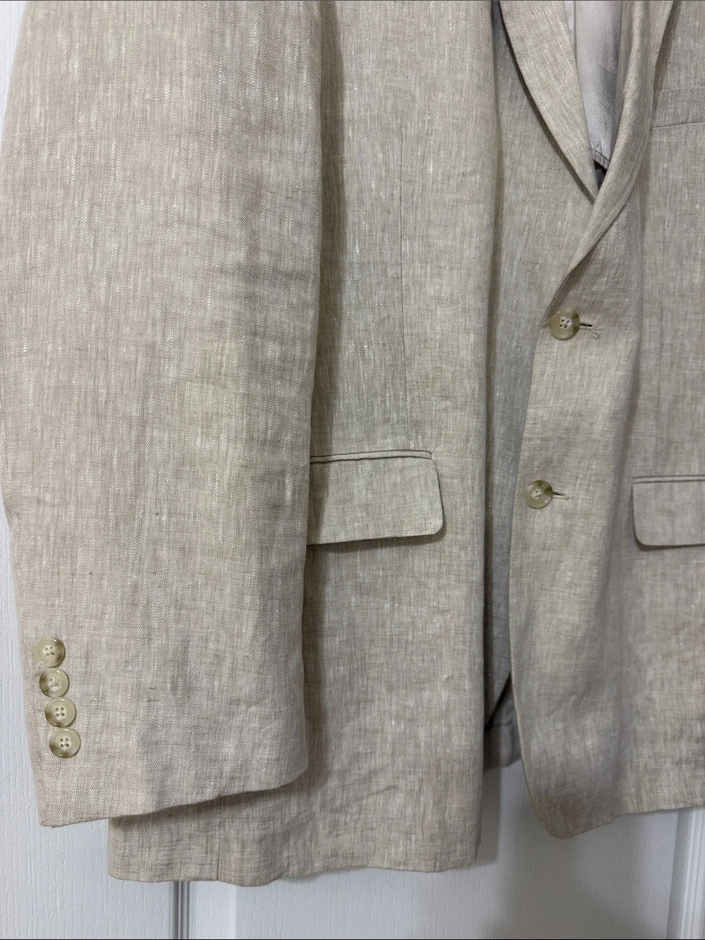 HASPEL Men's Linen Blazer in Natural Beige 46R